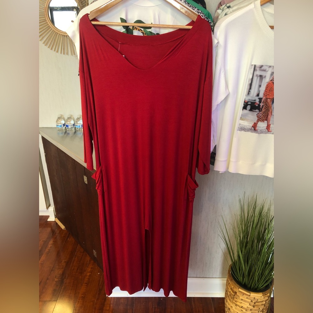 Red dress.